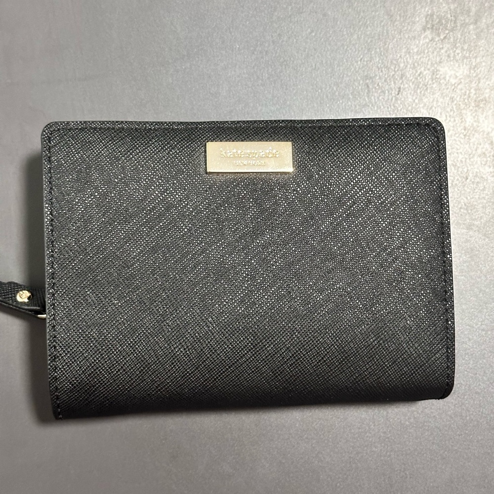Kate Spade Black Card Holder with Gold Accents